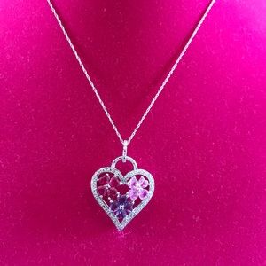 Sterling silver 925 gemstone heart necklace new